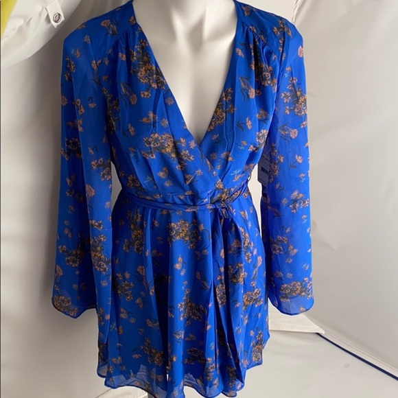 Free People Dresses & Skirts - Free People Lilou cobalt blue multicolor chiffon dress M